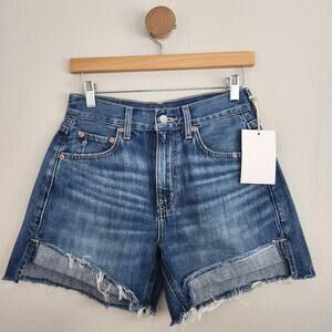 NEW Etica Anthropologie Skylar Flip High Waist Denim Jean Shorts Azure